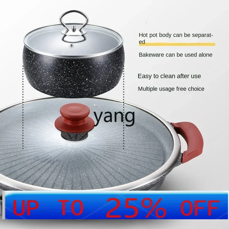 

Lxx Electric Baking Pan Hot Pot Barbecue All-in-One Pot Household round