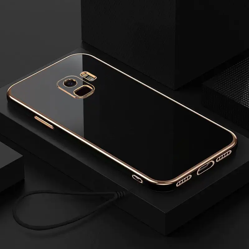 For Samsung Galaxy S9 Case Luxury Square Plating SM-G960F, SM-G960U Phone Case ShockProof Silicone Back Cover Fundas