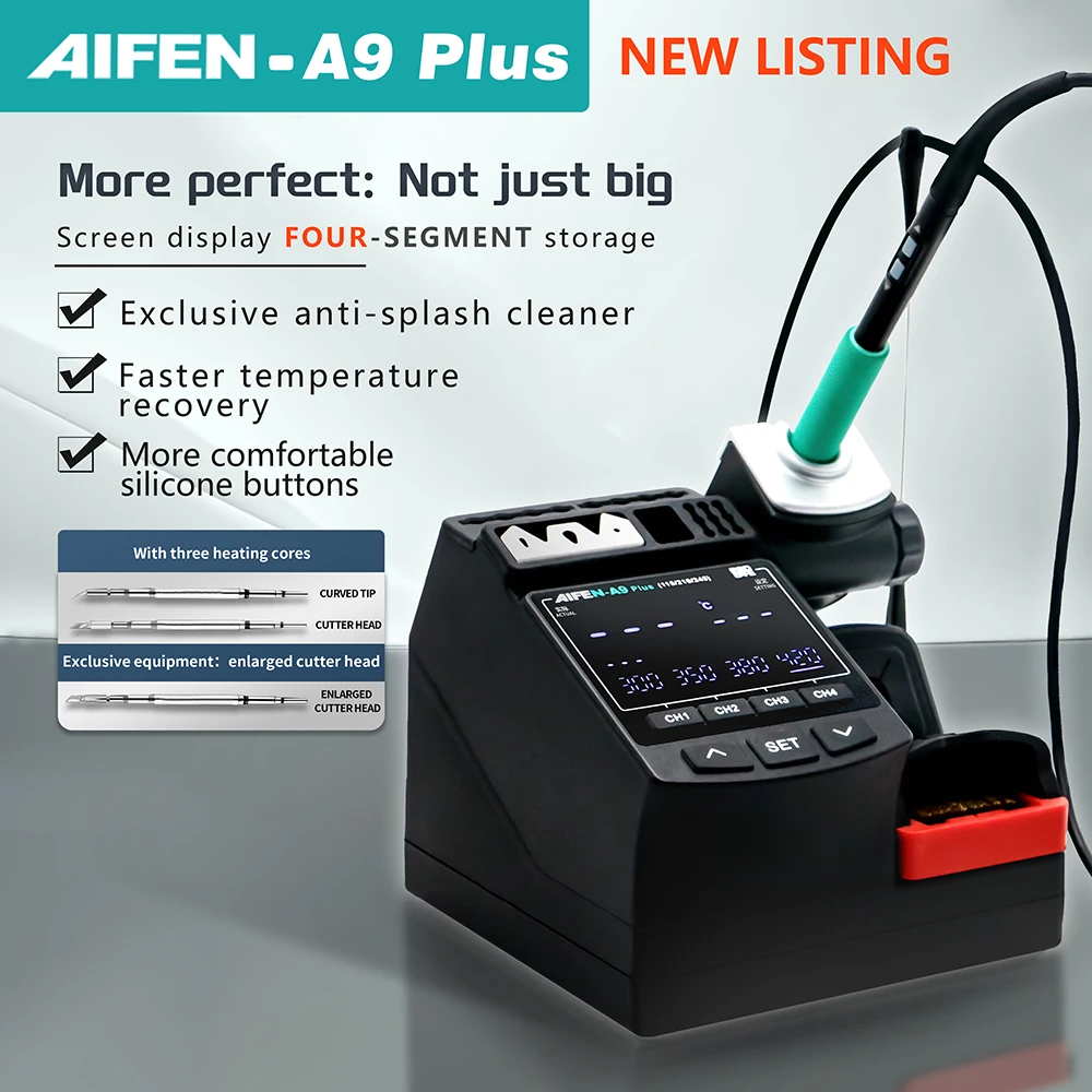 AIFEN A9 Plus Soldering Station Compatible Soldering Iron Tip 210/245/115 Handle Control Temperature Welding Rework Station