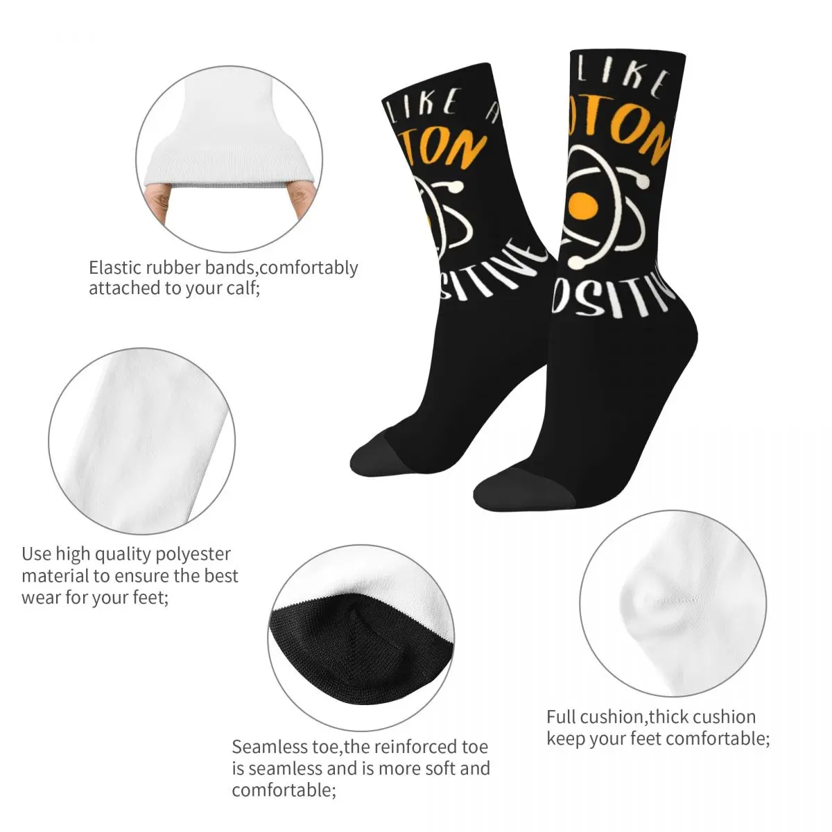 Think Like A Proton Be Positive Merchandise Crew Socks Non-slip Sport Crew Socks Super Soft for Womens Gifts