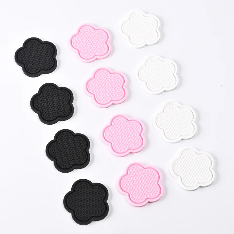 2PCS Car Cup Insert Coaster Flower Shaped Silicone Waterproof Non-Slip Sift-Proof Spill Saucer For Most Car Interior Accessories