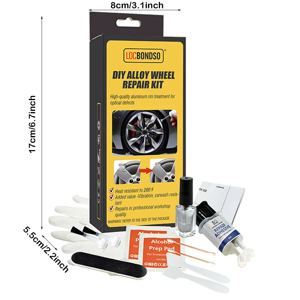 Car DIY Alloy Wheel Repair Adhesive Kit General Purpose Silver Paint Fix Tool For Car Auto Rim Dent Scratch Care Accessories