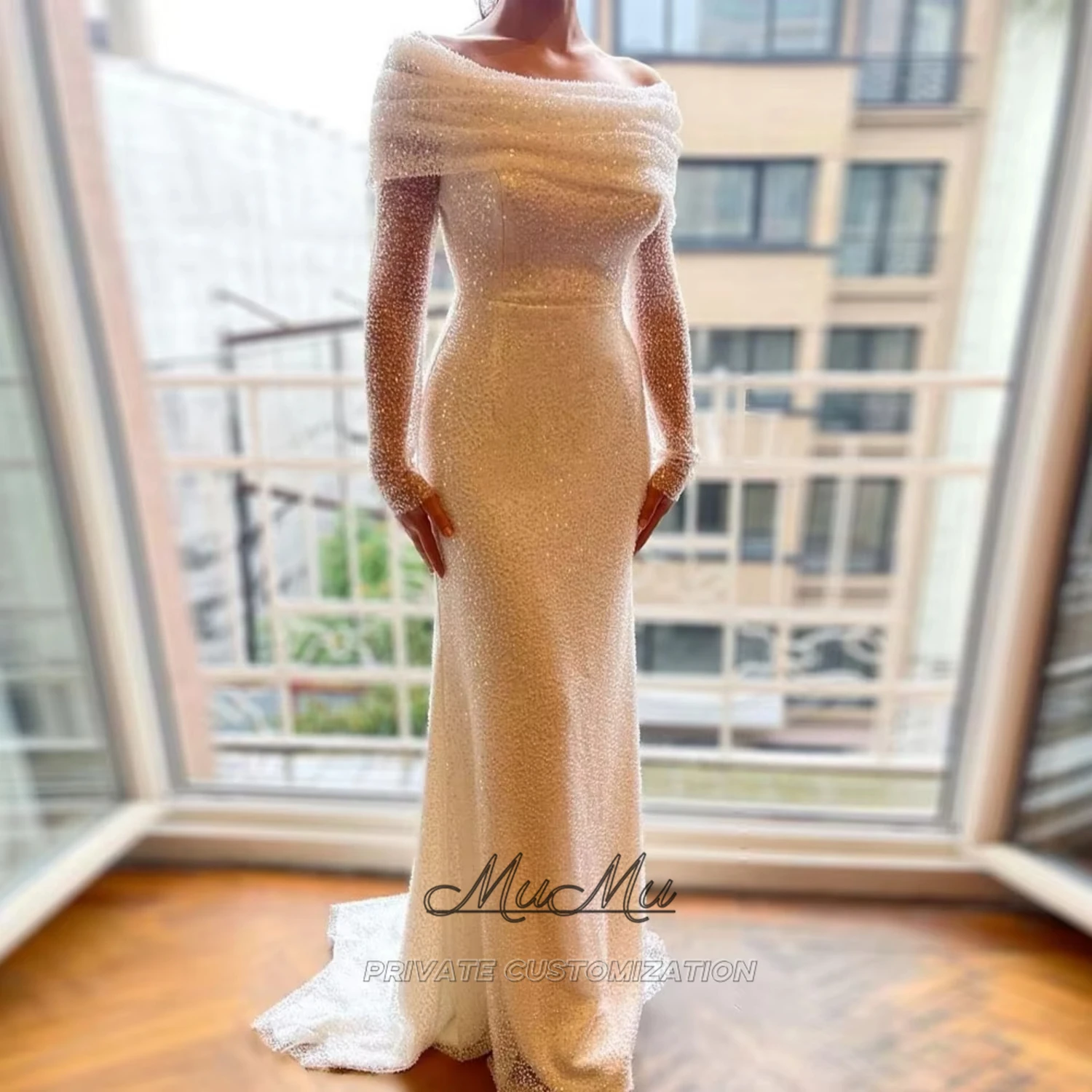 

MuMu Customized Elegant Evening Dress Wedding Guest Dresses for Special Occasions Sharon Happy Evening Dress White sequin dress