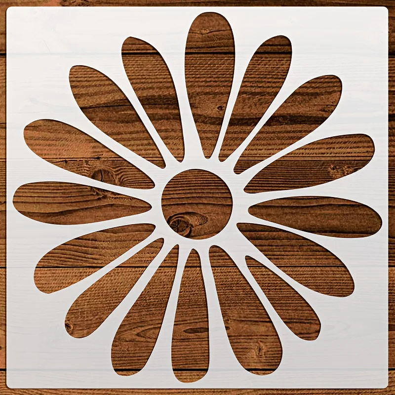 1PC 8x8 Inch Daisy Flower Stencil Reusable Washable PET Painting Template for Wall Wood Fabric Canvas DIY Home Decor