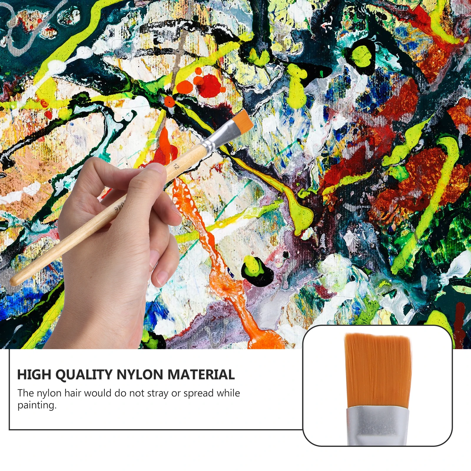 

12Pcs Painting Brush Set Nylon Hair Art Brushes Flat Head Pens for Acrylic Watercolor Oil Painting Tools Travel Use