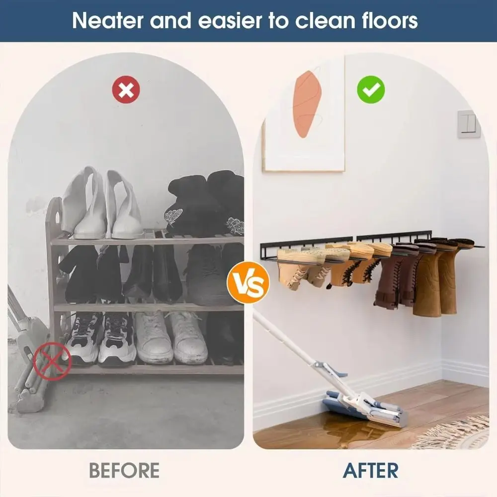 

Multifunction Upside Down Storage Rack Dust-proof Wall Hanging Boots Storage Racks Durable with Nails Entrance Shoe Rack Home