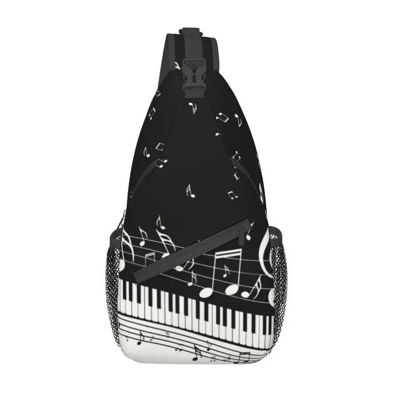 Fashion Piano And Music Notes Sling Chest Crossbody Bag Men Cool Shoulder Backpack for Traveling