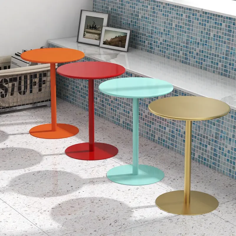 Nordic Sofa Balcony Living Room Coffee Tables Small Bedside Table Light Luxury Iron Art Extremely Simple Round Table Furniture image 2