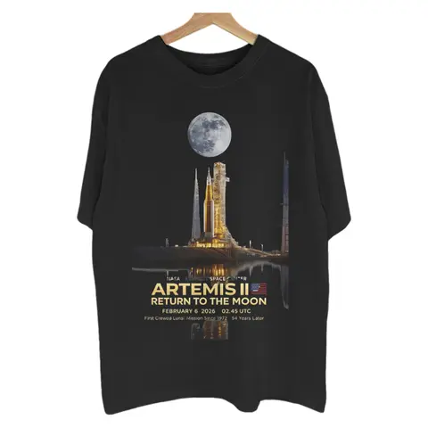 NASA Launch Pad Unisex Artemis II Return To The Moon T-Shirt Cotton Short Sleeve Y2K Space Exploration Casual Streetwear Tee