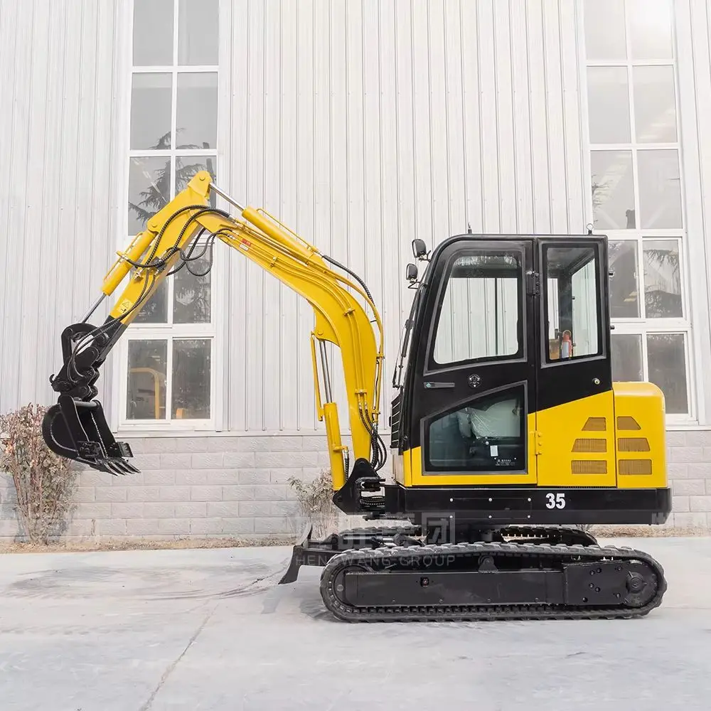3.5 Ton Mini Excavator Hydraulic Crawler Excavator Compact Digger with Cab for Construction Farm Garden Construction Machinery