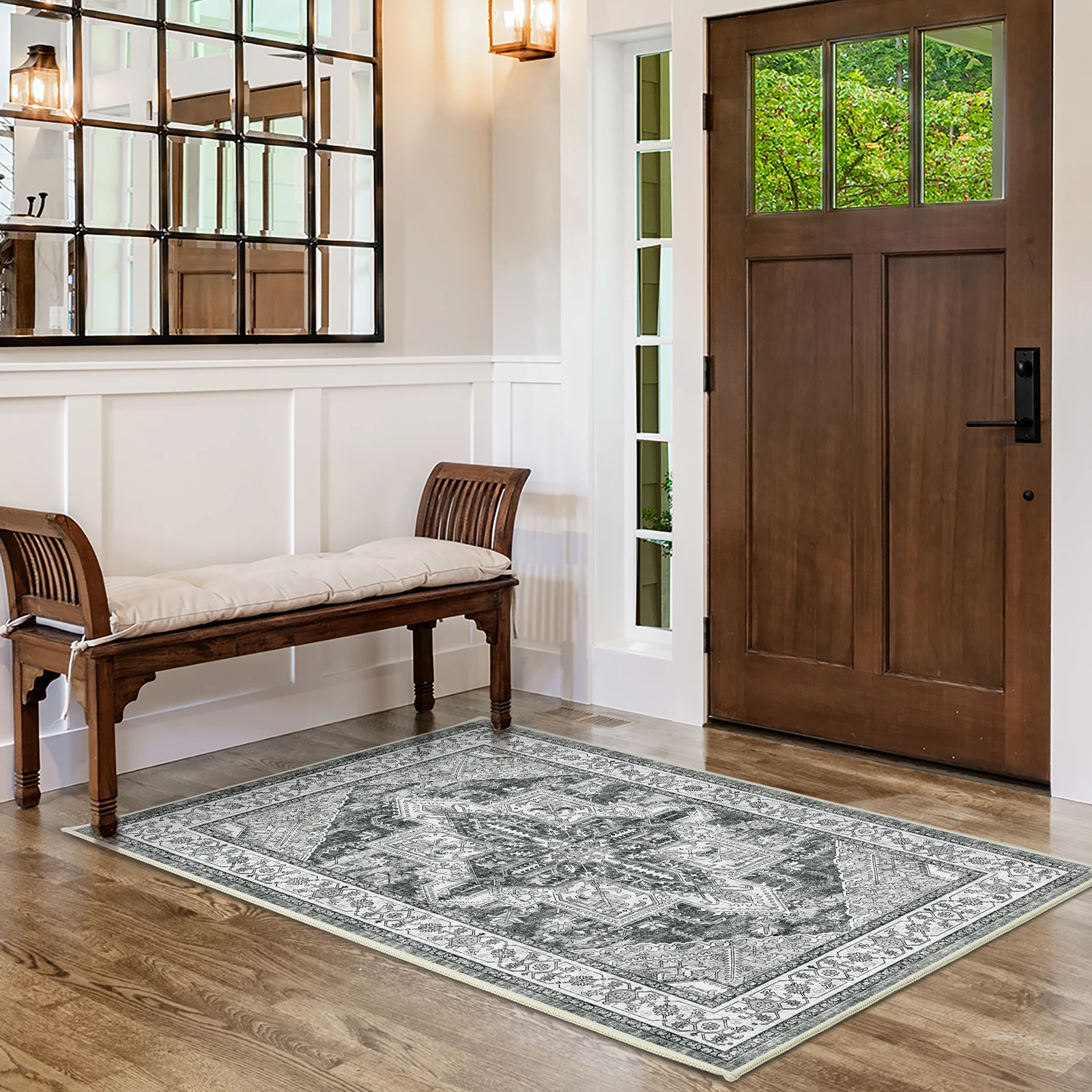 

91x152cm Carpet for Hallway Living Room Bedroom Kitchen and Laundry Room Machine Vintage Washable Area Rugs Non-Slip Floor Mat
