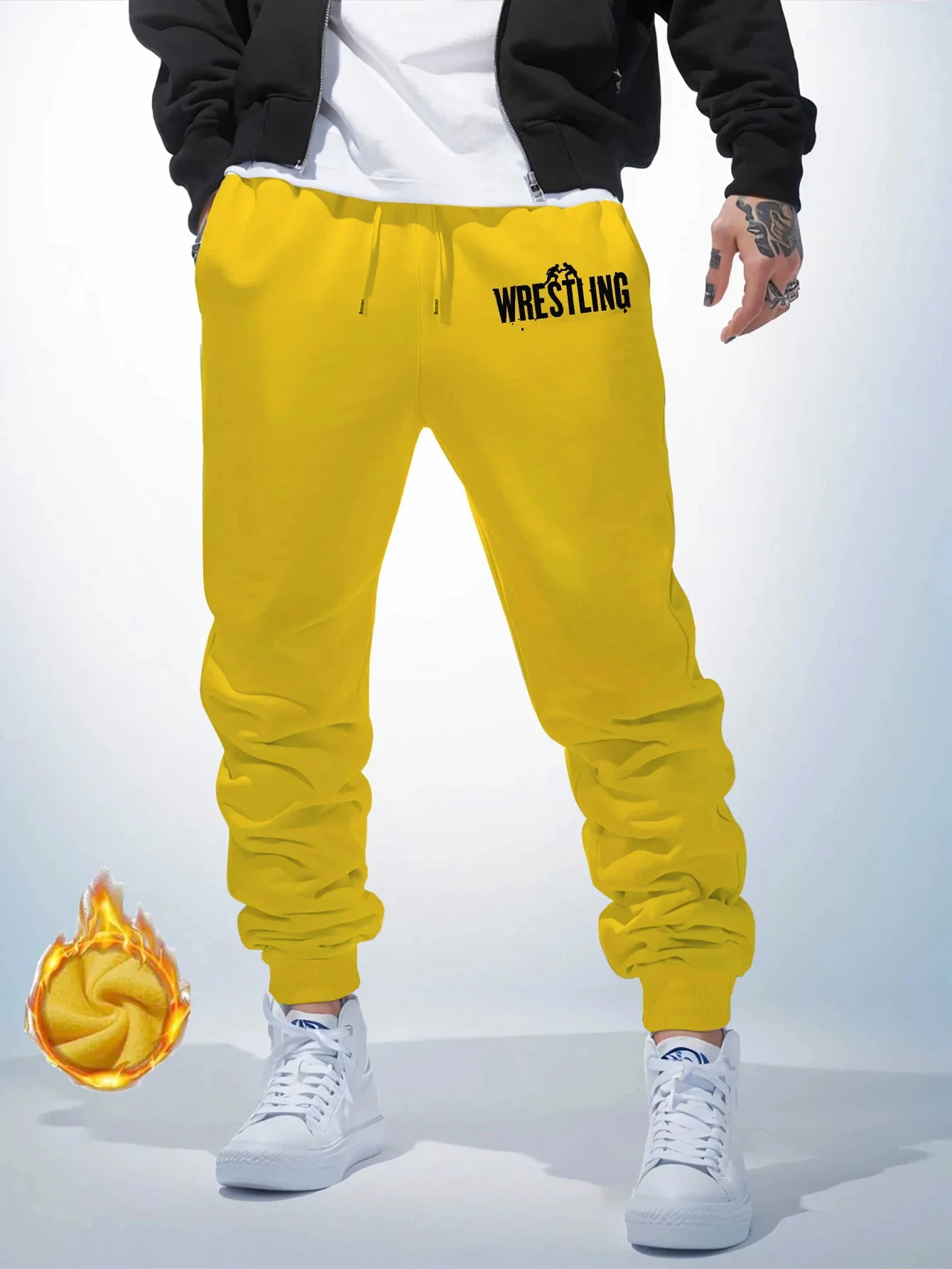 Athlete‑flavored Retro Wrestling Sports Character Decor Graphic Print Comfy Sweatpants Men Hip Hop Sports Jogger Trousers