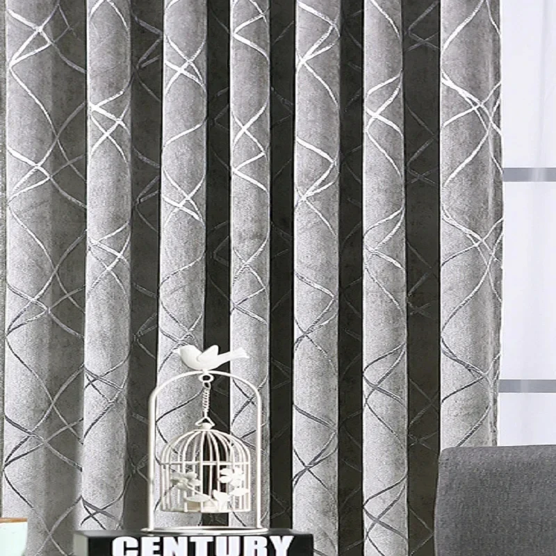 Custom Size Modern Curtains for Living Room Bedroom Dining Luxury Gray Coffee Beige Striped Window Drape Blackout Finished