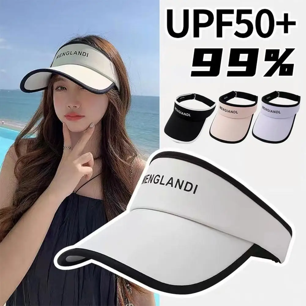 Summer Ice Silk Long Brim Empty Top Hat Women Men Beach Uv Sports Golf Screen Hat Running Cap Cap Riding V9s1