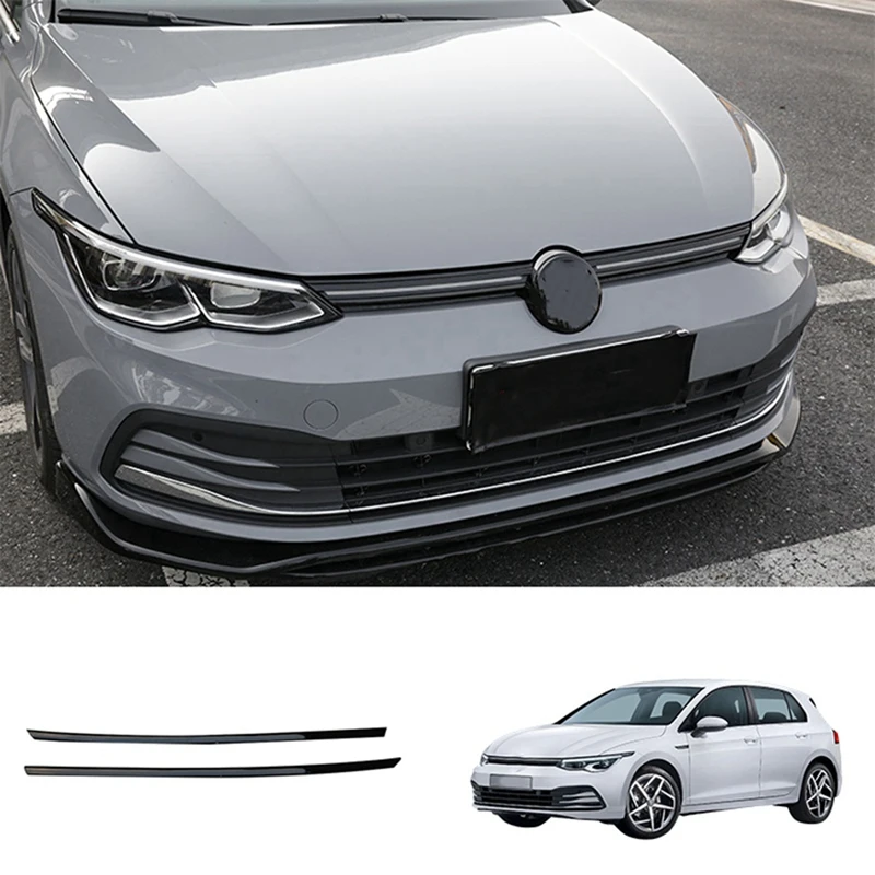 Car Glossy Black Front Bumper Mesh Center Grille Grill Moulding Strips Cover Trim For-VW Golf 8 MK8 2021 2022