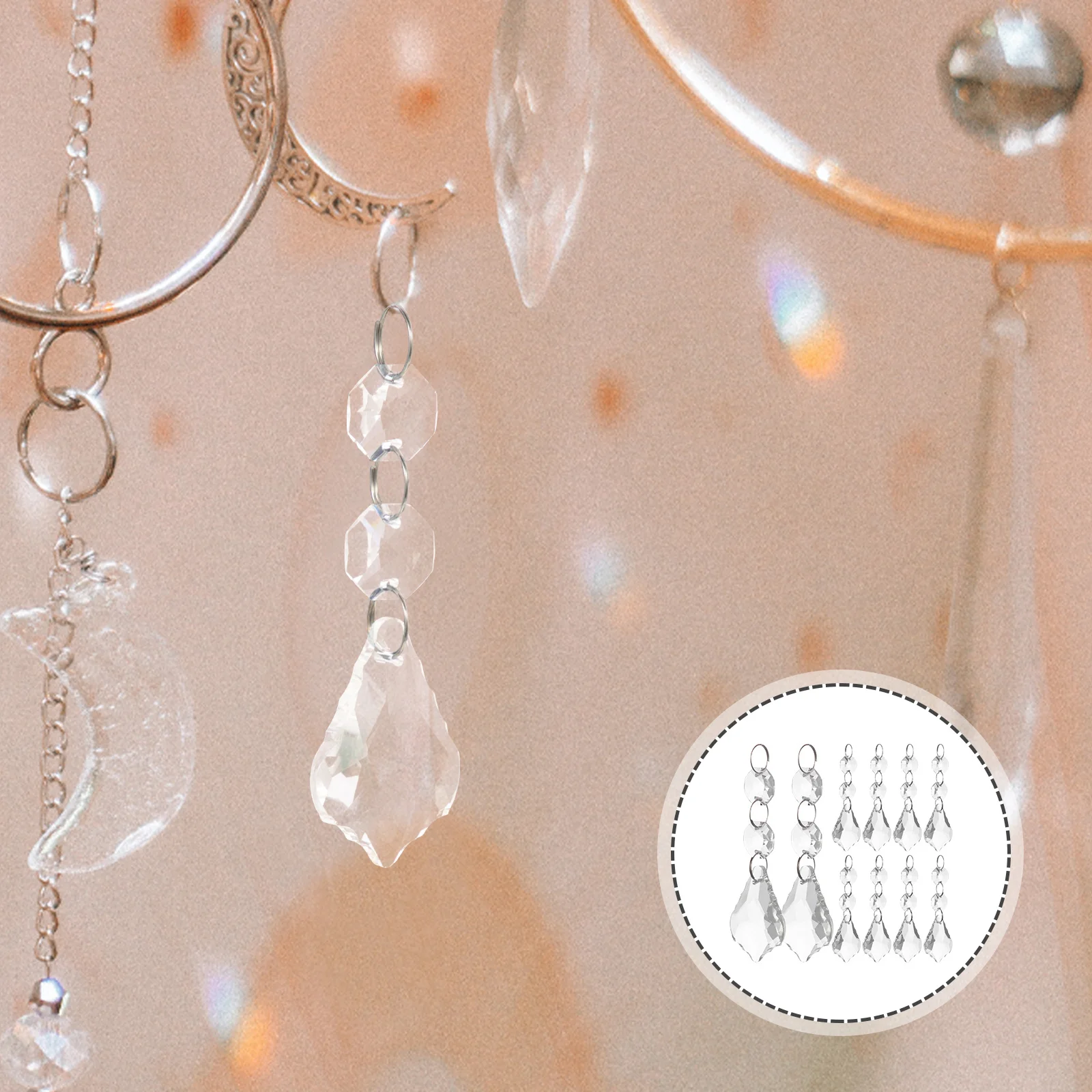 

10Pcs Crystal Prisms Pendant Transparent Hanging Crystals for Chandelier Window Light Decoration Wedding Birthday
