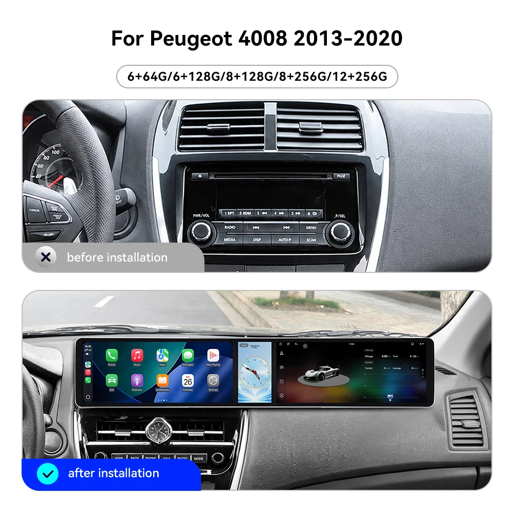 Android 15 Radio For Peugeot 4008 Old to New Upgrade 2013~2020 Car Stereo CarPlay Android Auto GPS Multimedia Player Head Unit