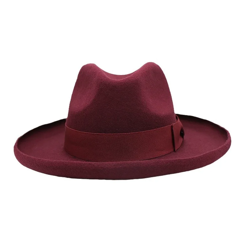 menhat Derby Hat men hat felt male fedora with knot  felt hat for summer jazz disco hat for men black fedora hat small brim hat