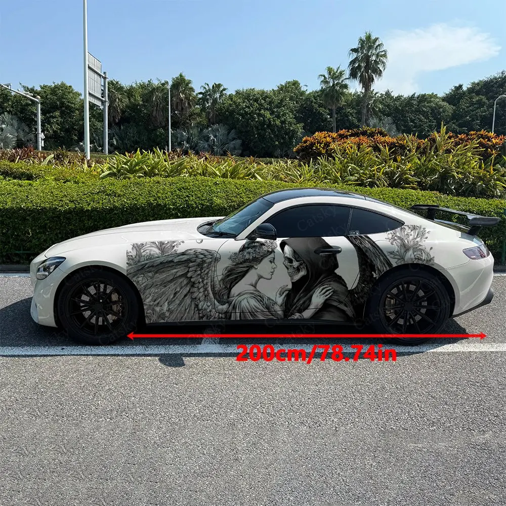 

2pcs.Death and the Angel Car Side Decals | Self-Adhesive PVC Waterproof & Scratch-Resistant Stickers, Fashionable Decals