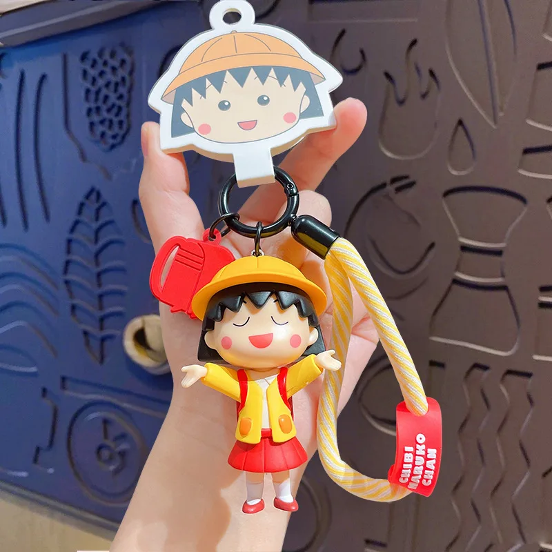 Chibi maruko-chan bonito dos desenhos animados série brinquedos chaveiro saco corrente pendurado bonito carro chaveiro um presente de aniversário para