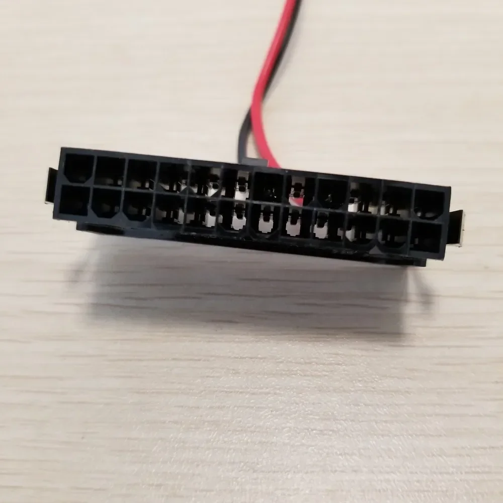 PC Server ATX PSU 24Pin Female Socket Starter Switch Button Power Cable 18AWG Self-Lock Boat Shape 50cm Red Indicator Light