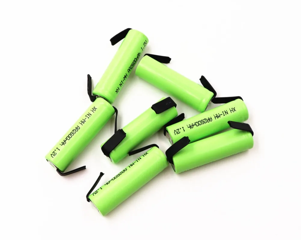 1.2V 2600mAh AA NiMH Li-Ion Battery with Solder Pins for DIY Electric Razor Toothbrush Toys