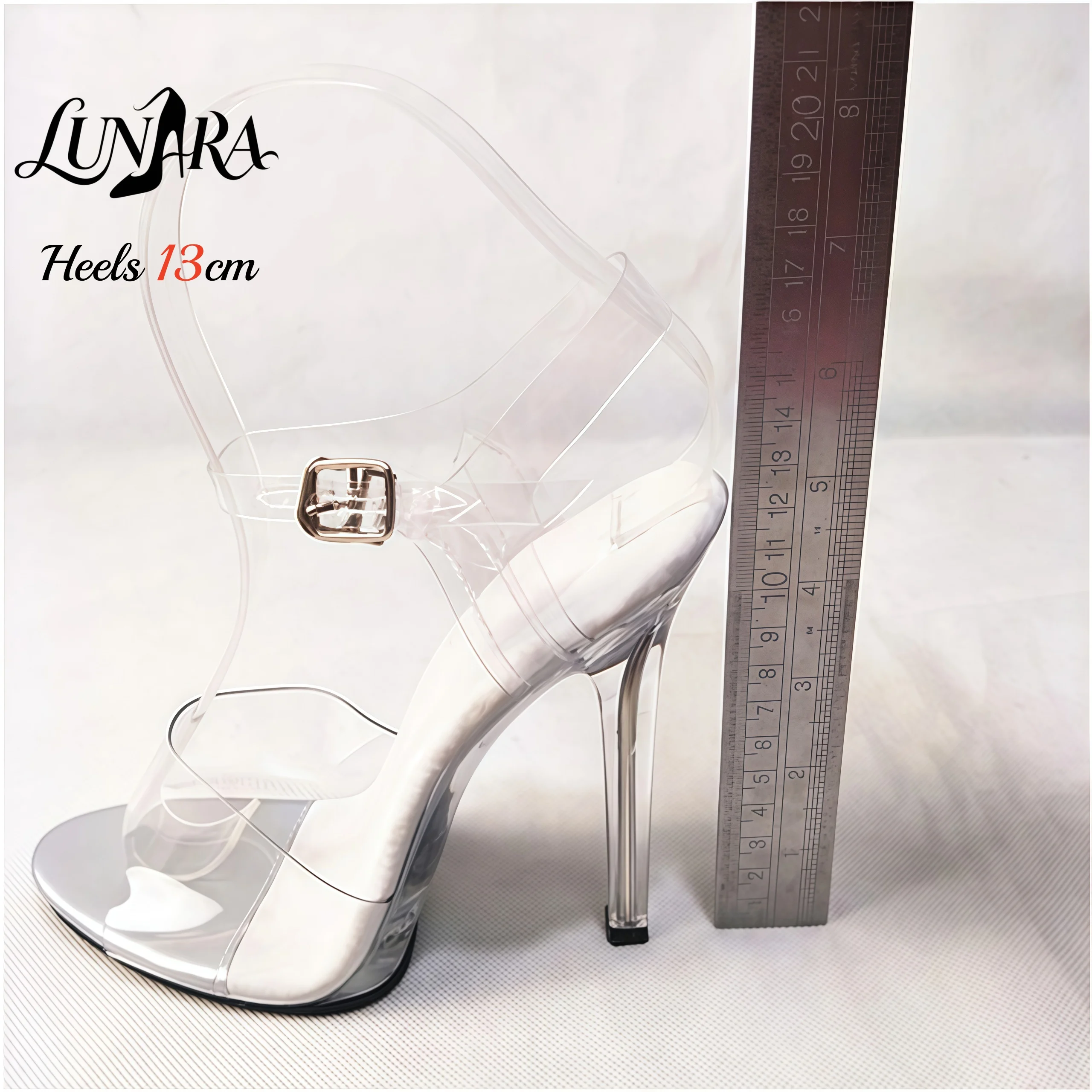 13cm Clear PVC High Heel Sandals Silver PU Toe Cap Open Toe Ankle Strap Buckle Non-slip Sexy Stage Performance Nightclub Shoes view 5