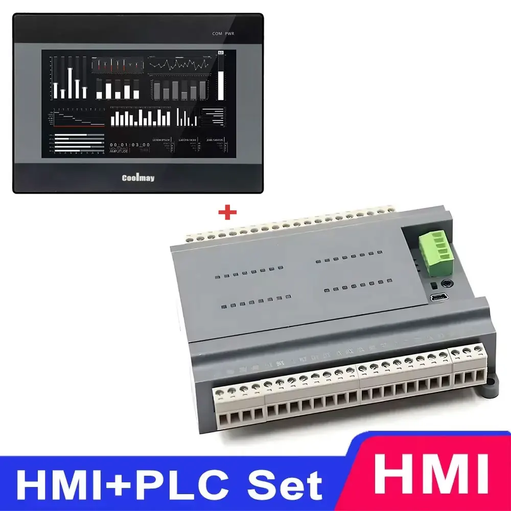 PLC with HMI Touch Screen RS485 Ethernet Port Compatible Mitsubishi FX3U 24mt 24mr 48mt 48mr 64mt 64mr FX2U FX3S