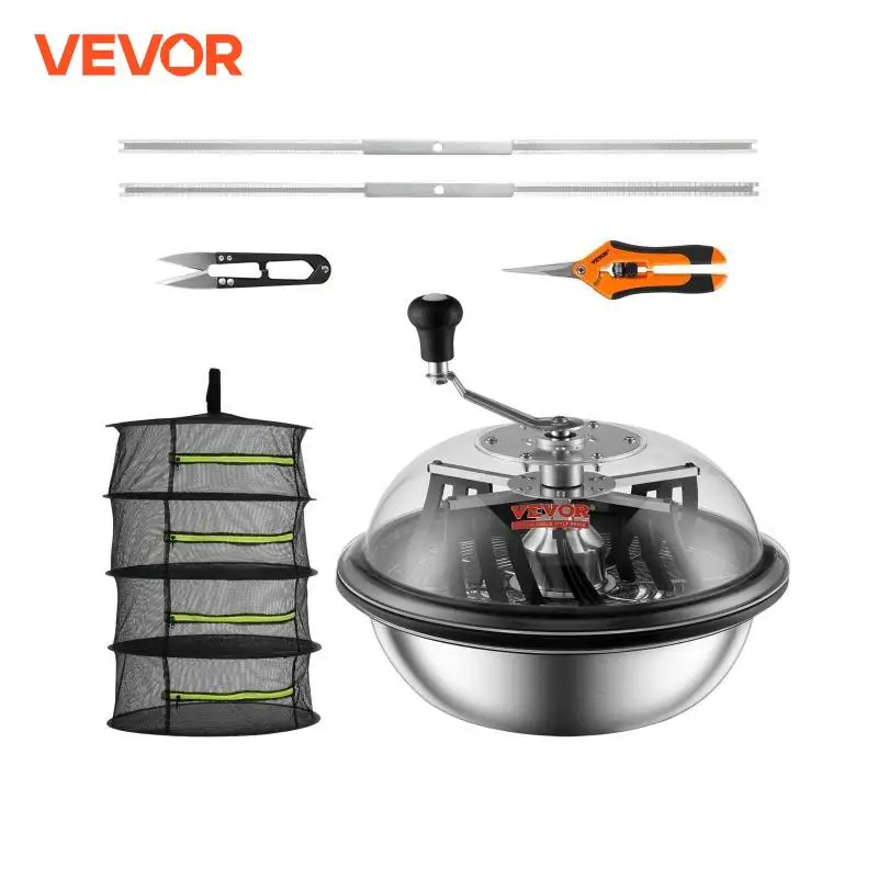 VEVOR Tagliafoglie a Ciotola Manuale Coperchio Trasparente Diametro 43 cm Lame in Acciaio Inox da Giardino, Taglierina Manuale per Erba Foglie a Ciotola Tagliafoglie Lame a Forma X per Giardinaggio