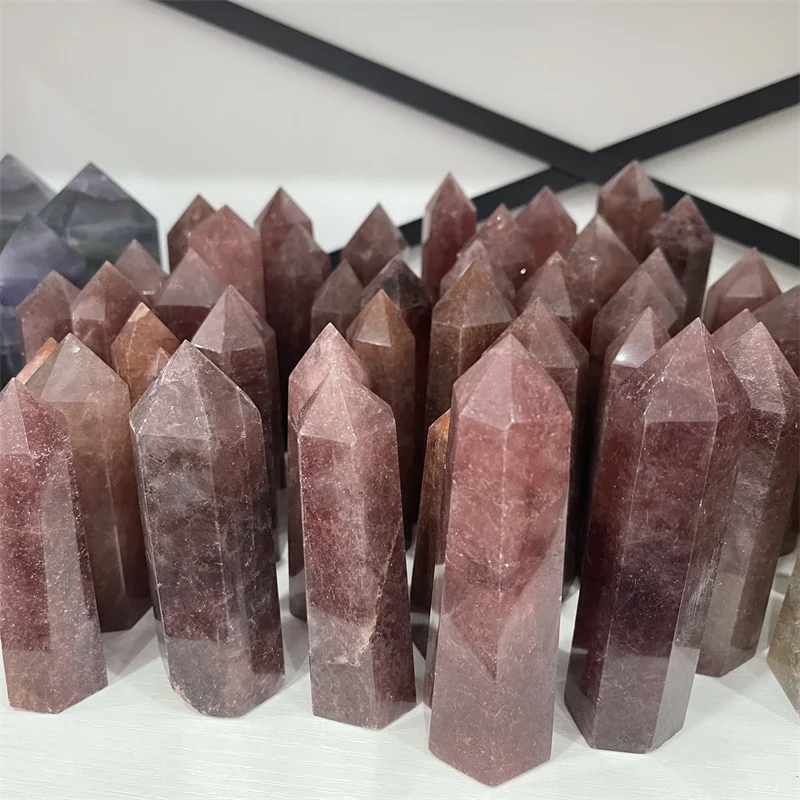 1000g Natural Polished Healing Strawberry Quartz Crystal Wand point For healing