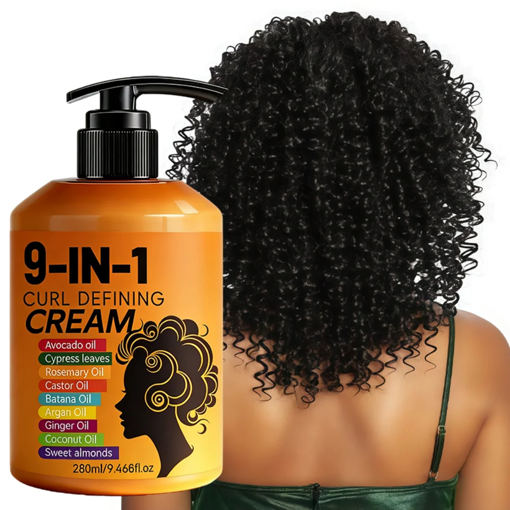 280ml Curly Hair Styling Cream, Moisturizing and Smoothing Formula, Enhances the Elasticity and Shine of Curly Hair, Easy to Set view 2