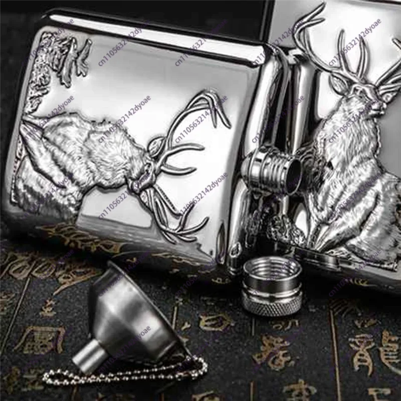 Sale HONEST Stainless Steel Wine Flask Hip Flask 6 Oz Deer Pattern Whiskey Pocket Whiskey Bottle Alcohol Bottle - Elk 200-300ML
