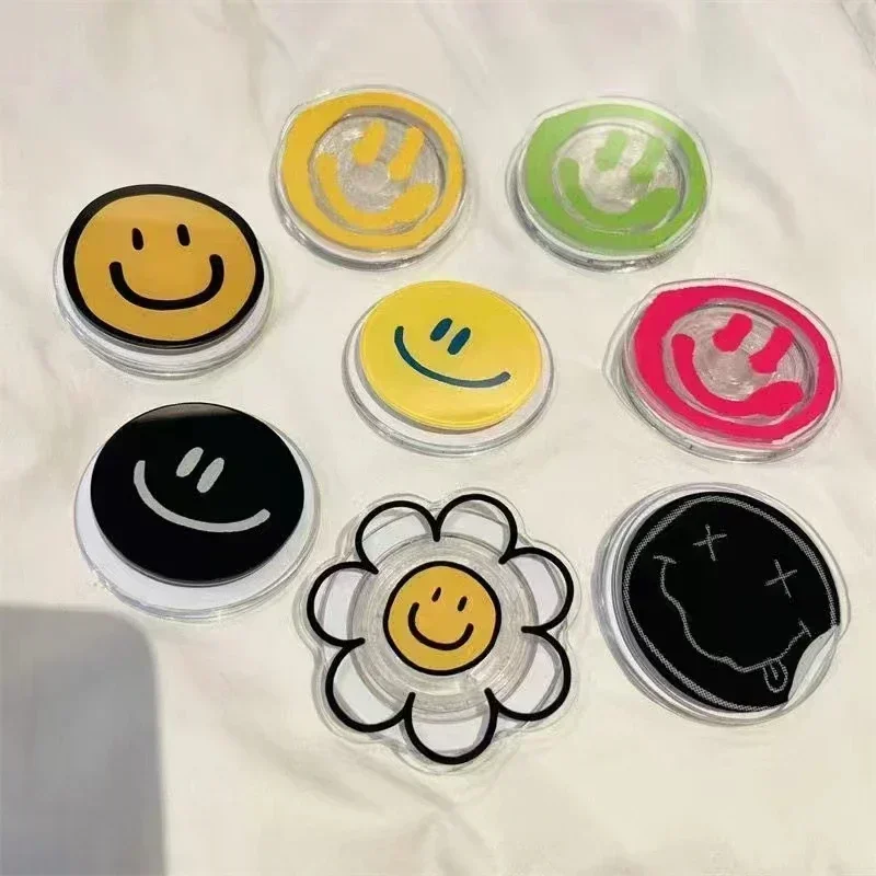 Supporto magnetico Kawaii Smiley Flower, IPhone 16 15 Samsung 360 °   Supporto universale regolabile per telefono Impugnatura senza distanza
