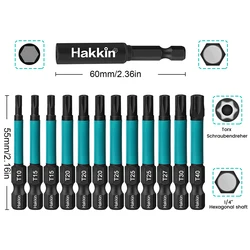 Set di punte Torx da 13 pezzi da 55 mm con portapunte Punte Torx Star di sicurezza Punta per cacciavite magnetica resistente alla manomissione con codolo esagonale da 1/4 di pollice