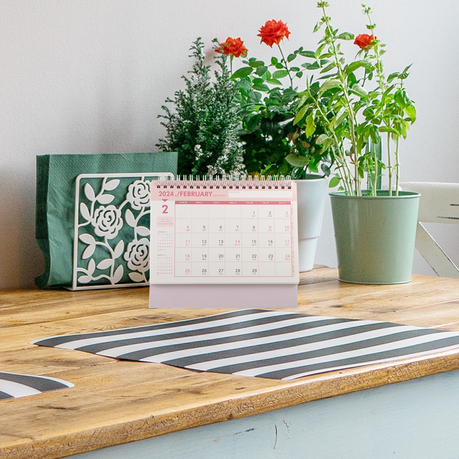 

Delicate Mini Desktop Sturdy Notepad Calendar Bright Color Standing Month Calendar for Office Home Use Affordable Price