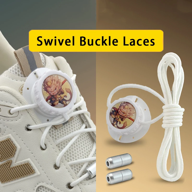 1Pair Fashion wukong Swivel Buckle Laces Automatic Shoelaces Without ties Sneakers No Tie Shoe laces Kids Adult Shoelace