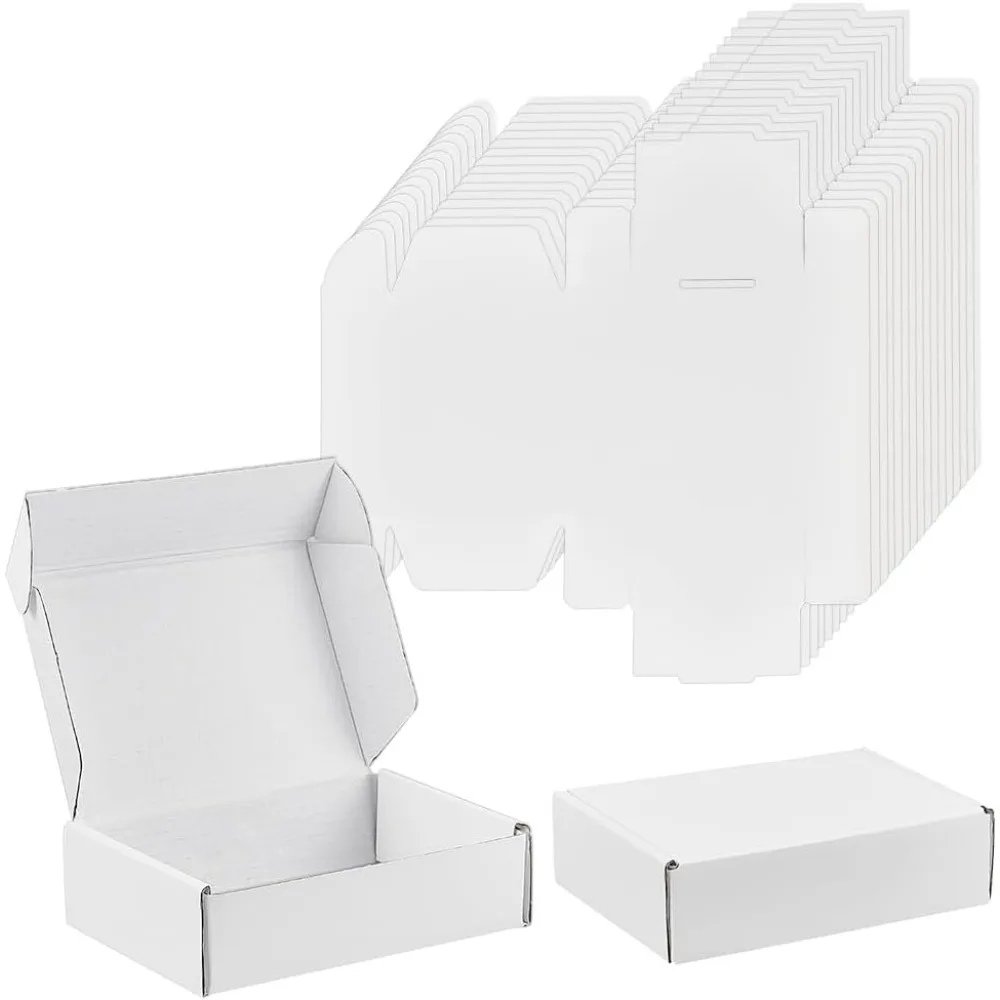 30 Pack 5.9x3.9x1.57 inch Small Shipping Boxes, White Corrugated Cardboard Box for Small Business Packaging Supplies, Mailing