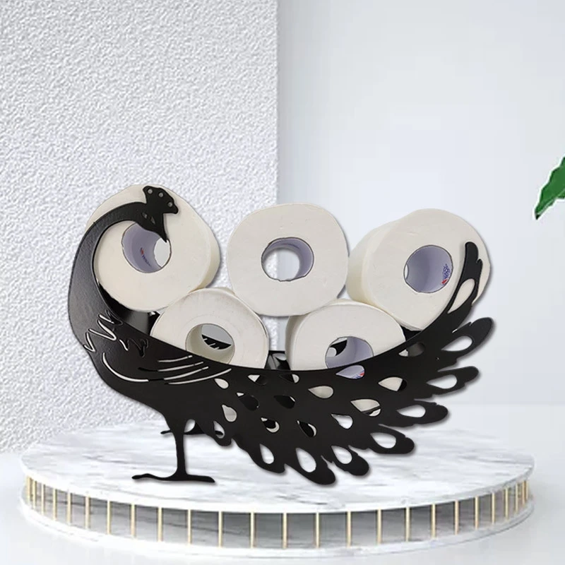 

Peacock Shaped Toilet Paper Roll Holder Bathroom Kitchen Accessories Tissue Storage Stand Rack Cast Iron Roll Storage