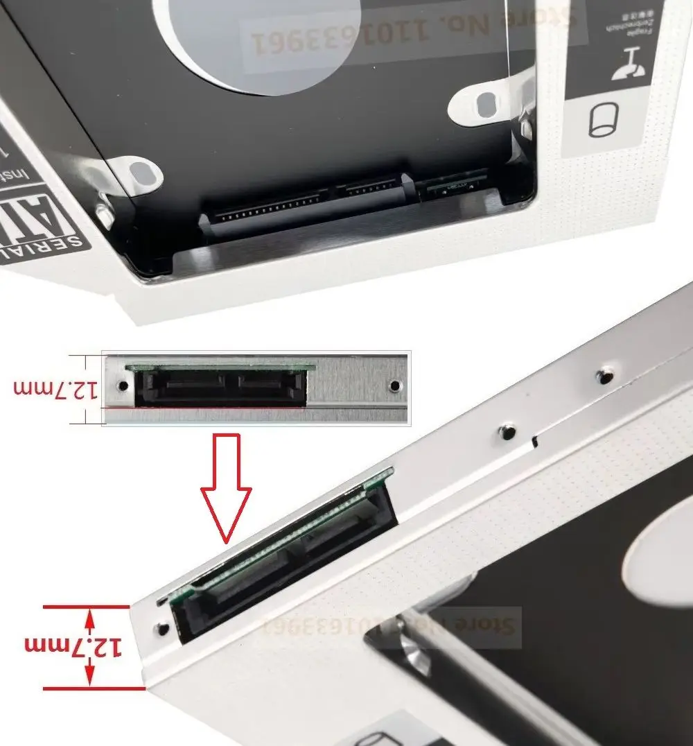 Soporte de Marco Caddy para 2º Disco Duro en Bahía Óptica para Acer Aspire 4741G 4743G 7741 5749Z 5750G 5755G TravelMate 8572T 8572G 8572TG