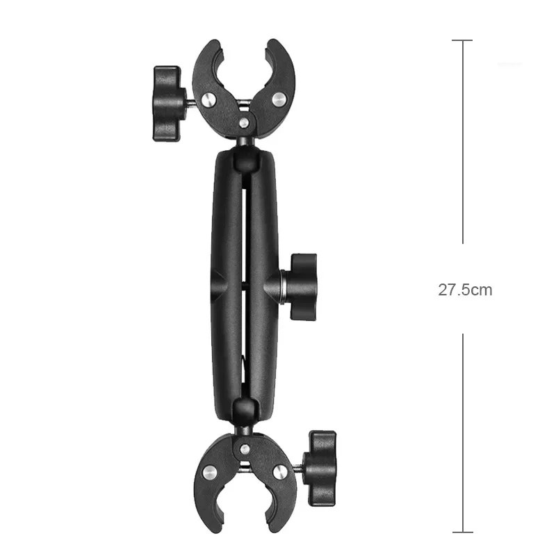 Motorcycle Bicycle Double Clip Bracket For Insta360 One X2 X3 GoPro 12 11 10 9 SJCAM Selfie Stick Monopod Mount Handlebar Stand