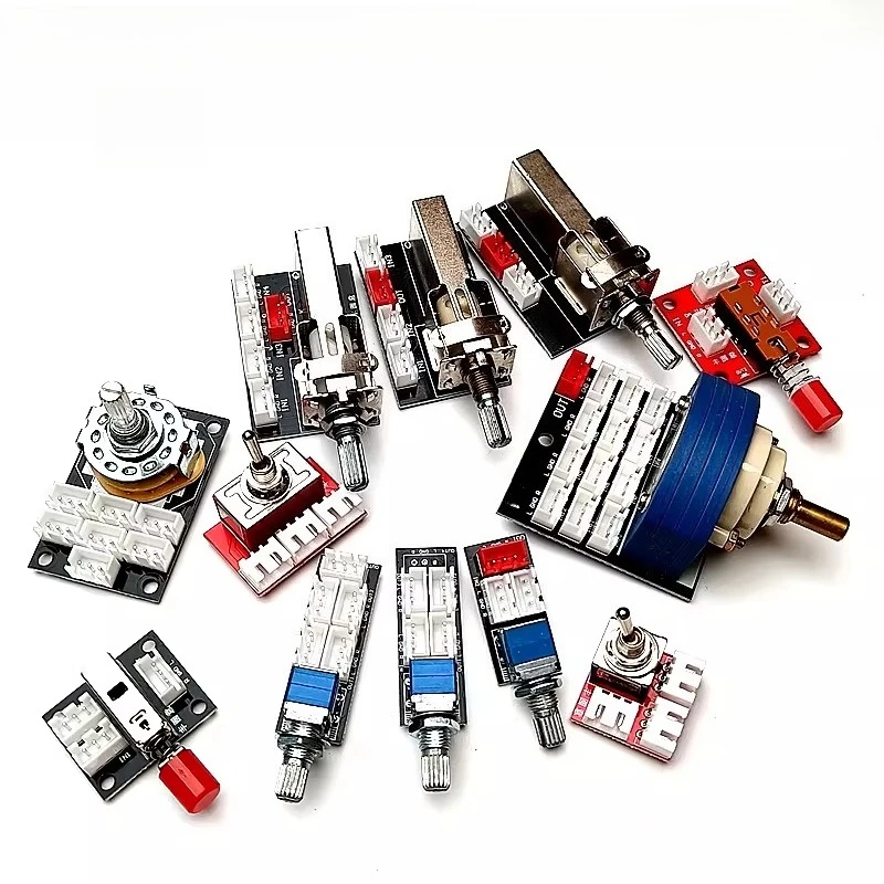 Audio signal switching board Multi-channel sound source selection Two-channel rotary button-type twist switch