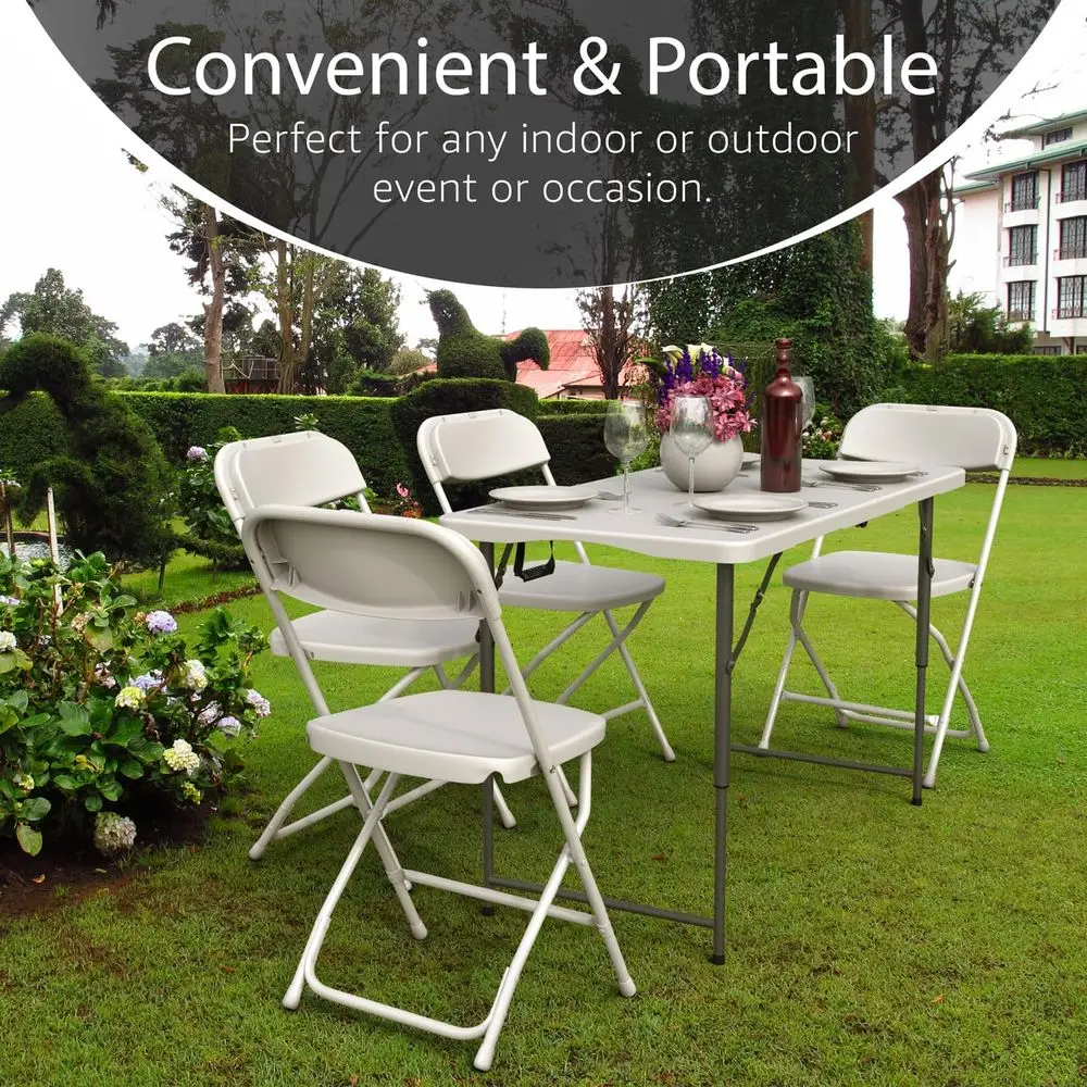 4 eet oldable Table Adjustable Height with Built in Handle, Steel Legs | 4T Heavy Duty Portable | Perect or Party Dining Wedding
