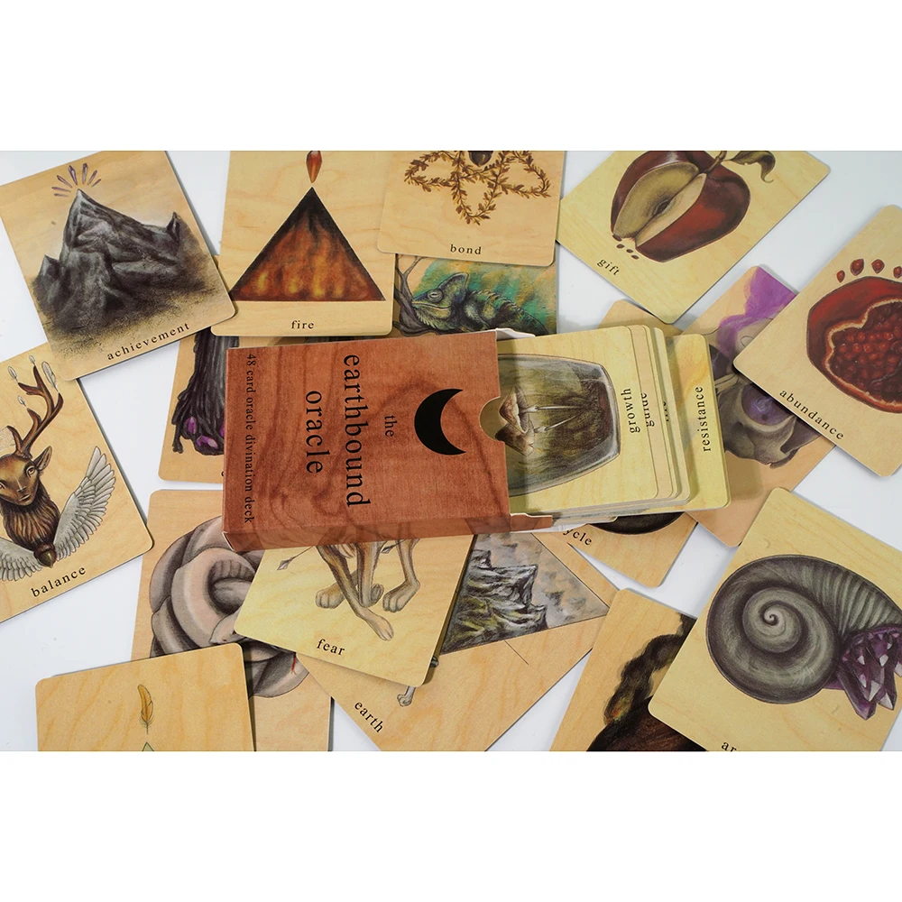 The Earthbound Oracle Deck The Seeker'S Lenormand Full Deck Divination Completed Wooden Tarot 48 Card Oracle Deck