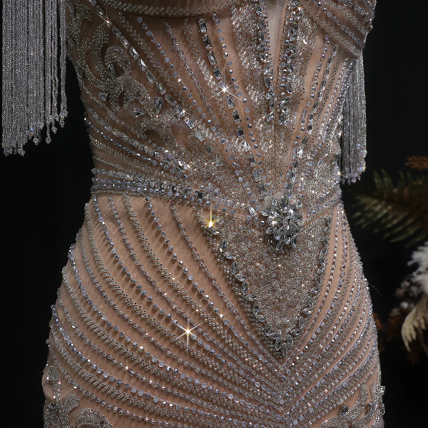 Sharon Said Arabisches Rosa Sweetheart Langes Meerjungfrauen-Abendkleid mit Cape-Quaste für Damen Hochzeitsfeier-Kleider SS190 Maßanfertigung – Detail 27