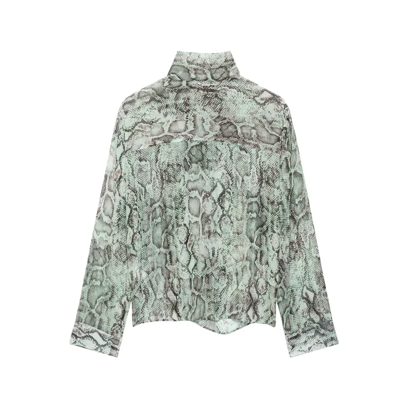 2026 Autumn Women Blouse Long‑Sleeve Animal Printing Button Shirt Bow Decor Elegant Daily Commute Fashion Shirts For Women