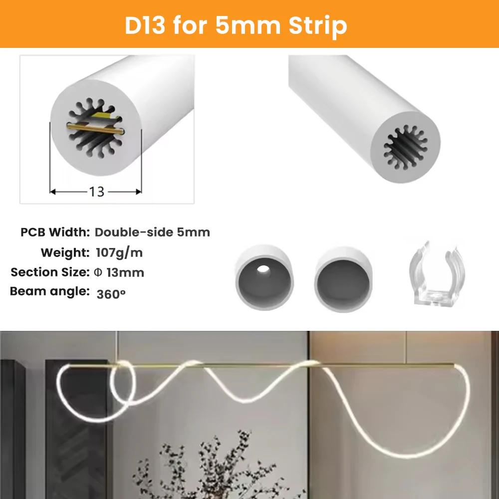 Round Silica Gel Covering Tube Neon Sign Flexible Soft Lamp Rope For 5/8/10mm PCB WS2812B WS2811 SK6812 LED Strip Light IP67