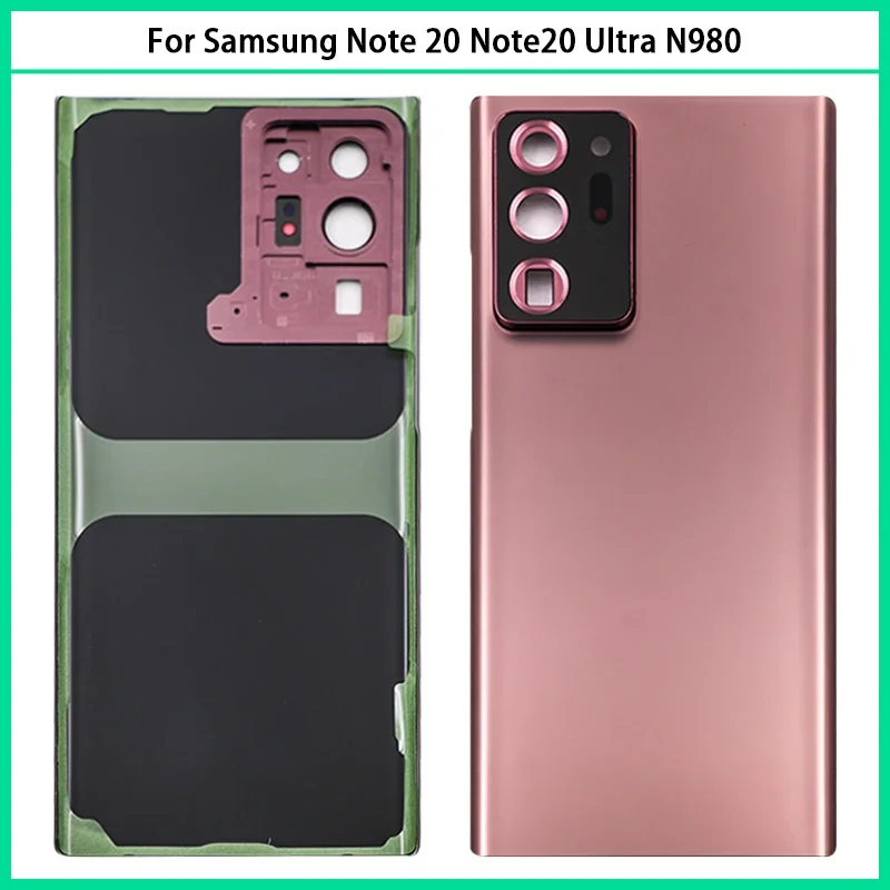 New For Samsung Galaxy Note 20 Ultra N980 Battery Back Cover Rear Door 3D Glass Panel Note 20U Housing Case Camera Lens Replace