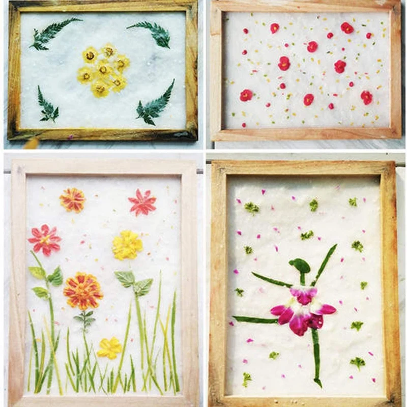 4 Pack Wooden Paper Making Mould Frame, Screen Printing Frame For DIY Paper Craft And Dried Flower Handcraft, 2 Size