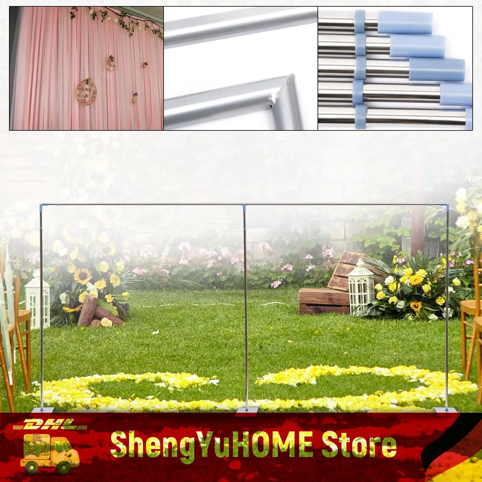 

Свадебная арка из нержавеющей стали 5 полюсов с основанием Т-образный фитинг и L-образный фитинг Для магазина и рождественских украшений Серебро