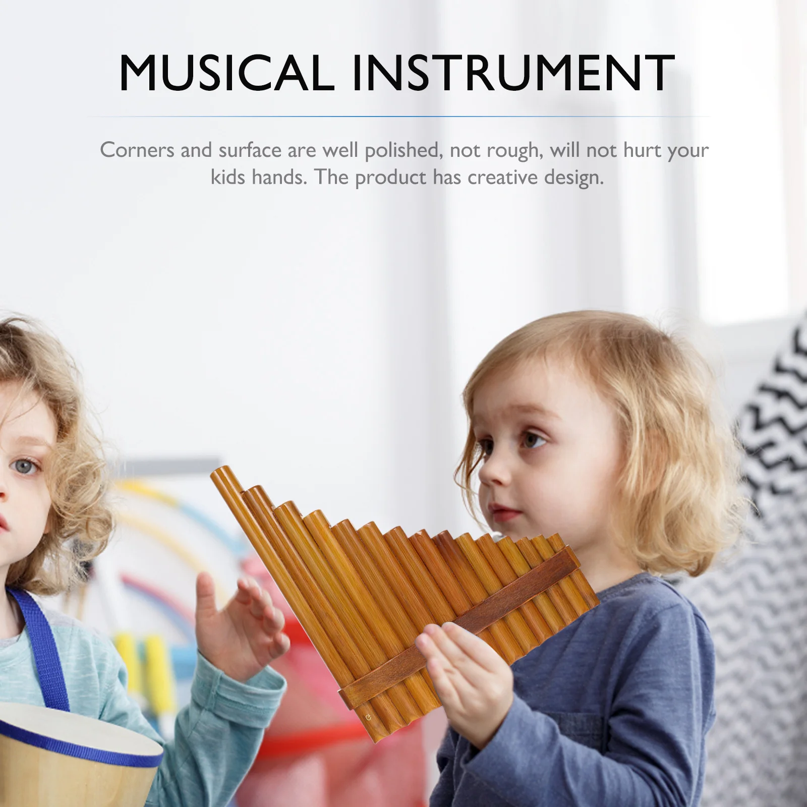 

1 set 1 Set Beginner Row Portable Panpipes Wood Color Environmental Protection Material Pure Timbre Accurate Tone Well Polished